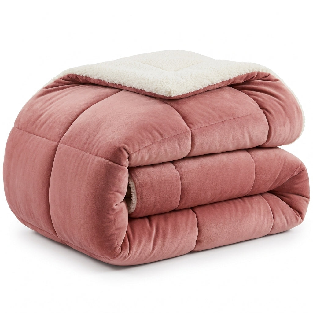 Rosé Winter-Steppdecke Altrosa – Szene 1
