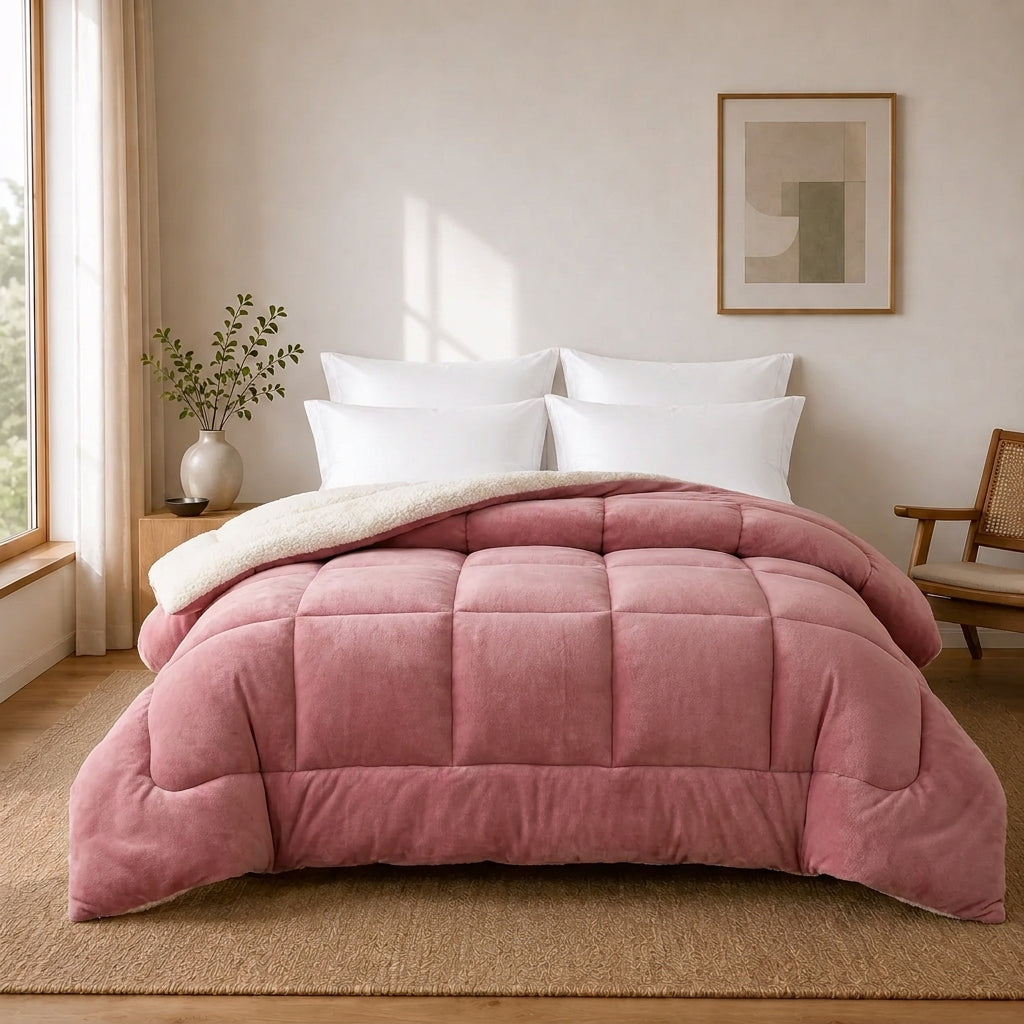 Rosé Winter-Steppdecke Altrosa – Szene 4