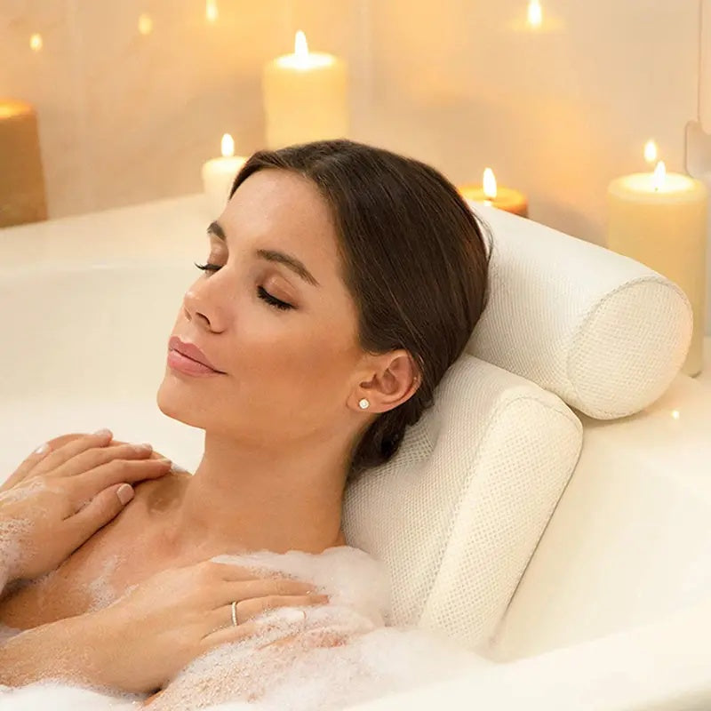 Luxury Bath Pillow – Soft Cushioned Non-Slip Bath Headrest