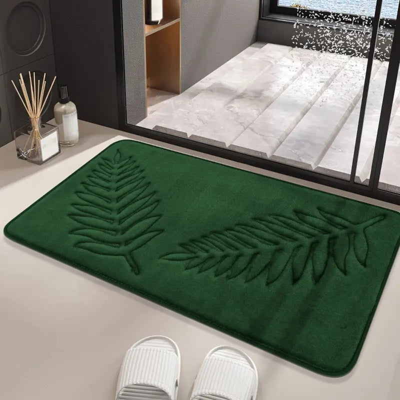 Lush Leaf Comfort Bath Mat Set (2 Pcs) – Soft Non-Slip Absorbent Mats