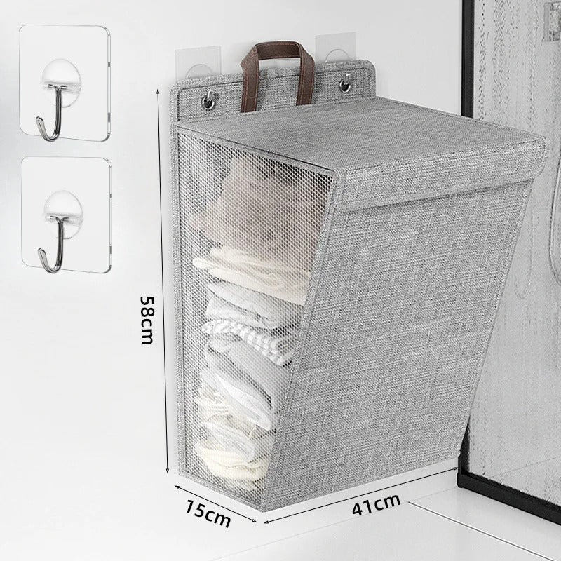 Wallora Foldable Adhesive Laundry Hamper | Wall-Mounted No-Drill Basket