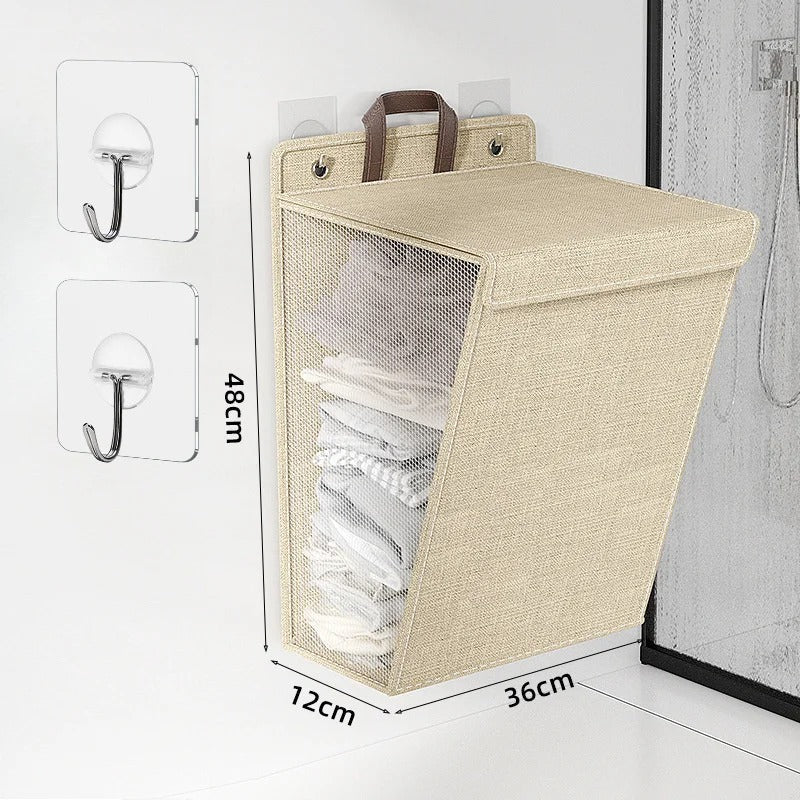 Wallora Foldable Adhesive Laundry Hamper | Wall-Mounted No-Drill Basket