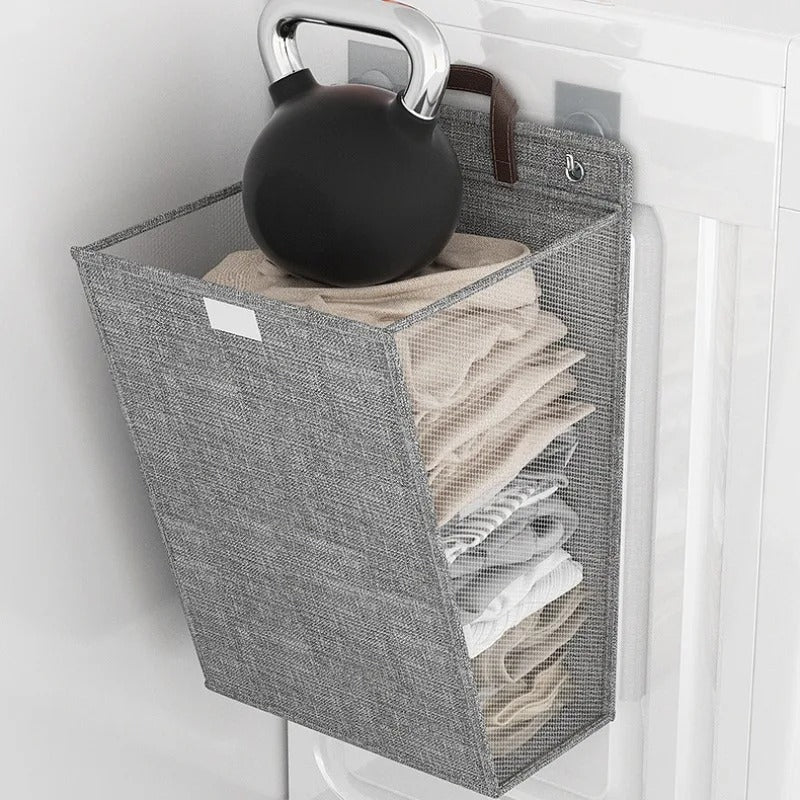 Wallora Foldable Adhesive Laundry Hamper | Wall-Mounted No-Drill Basket