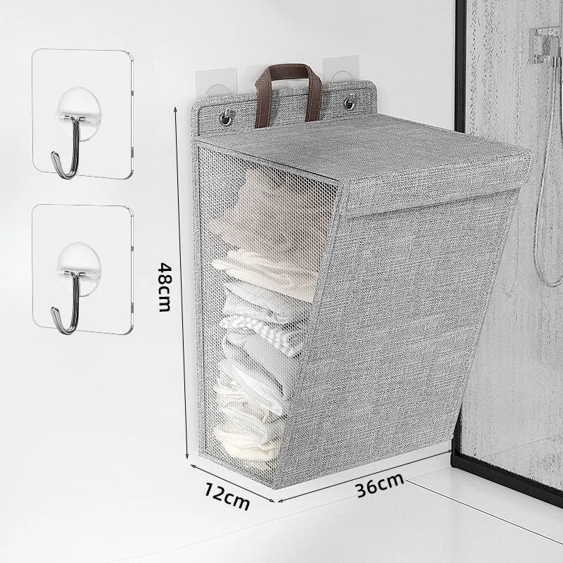 Wallora Foldable Adhesive Laundry Hamper | Wall-Mounted No-Drill Basket