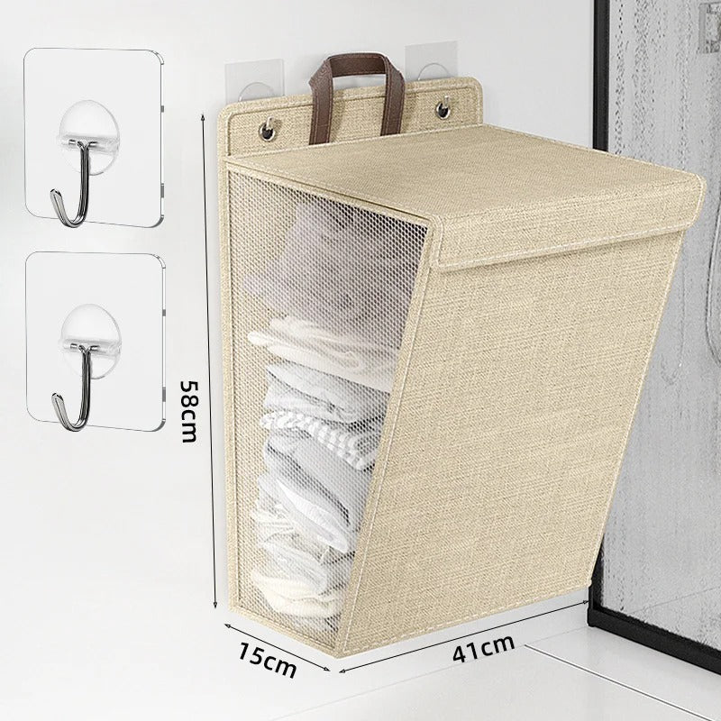 Wallora Foldable Adhesive Laundry Hamper | Wall-Mounted No-Drill Basket