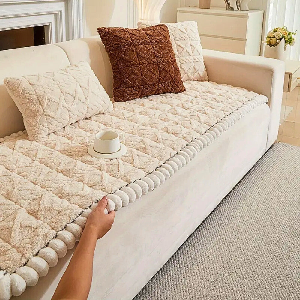 Snuggle Sherpa Sofa Cover – Ultra-Soft Plush Non-Slip Couch Protector